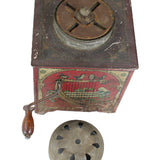 German Antique Tin Litho Hand Crank Music Box