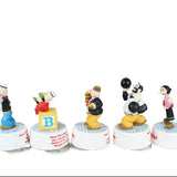 5 - 1989 Popeye Characters Wind-Up Rotating Music Boxes