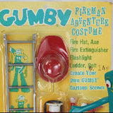 Gumby Items - Gumby Fireman Adventure Costume (NIB), 6" Gumby in Boots, 2-3/4" Gumby & 2-Small Gumby on Pokey