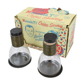 Mid-1950's Motorola TV Burns & Allen Pyrex Coffee Servers with Box