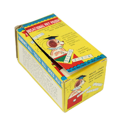 Vintage educational toy packaging with colorful graphics on a white background