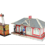 Marx Girard Tin-Litho Train Station with Whistle Connection & Non-Girard Train Building with Signal Flag