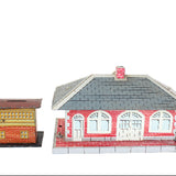 Marx Girard Tin-Litho Train Station with Whistle Connection & Non-Girard Train Building with Signal Flag