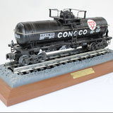 1994 Conoco Riveted Single Dome Tank Car Bank (Model Of 1934 Railroad Car) with Track & Plaque