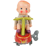 Toy figure with a yellow axe on a white background