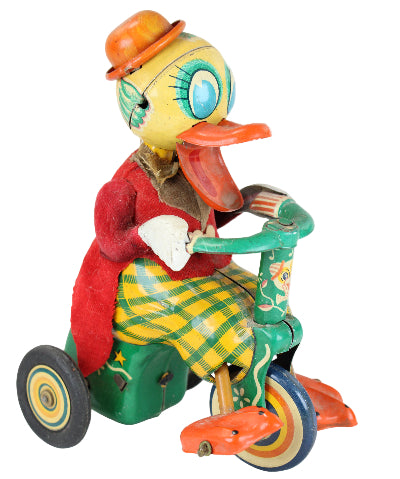 Colorful vintage toy with a character on a white background