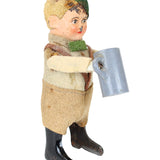 1920's - 1930's Schuco Wind-Up Beer Drinking Boy with Felt Outfit