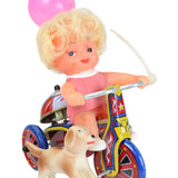 1950's MTU (Korea) Little Girl on Tricycle with Dog & Balloon Tin-Litho Wind-Up