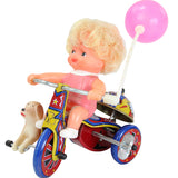 1950's MTU (Korea) Little Girl on Tricycle with Dog & Balloon Tin-Litho Wind-Up