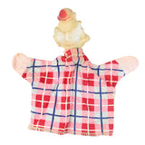Puppet with a red and blue plaid shirt on a white background