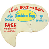1960 Red Goose Shoes Working Large Golden Egg Dispenser, Signage & Golden Eggs