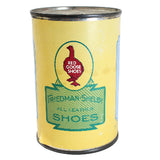 Vintage can of Red Goose Goody shoes on a white background