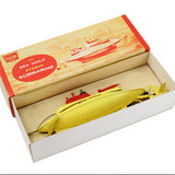 Yellow submarine model in a cardboard box with 'Sea Wolf' branding on a white background