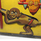 1930’s German Saulheimer Straus Monkey & Parrot Tin Litho Mechanical Bank