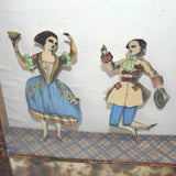 Rare Early 1900’s French Dancing Paper Figures Mechanical Box Toy