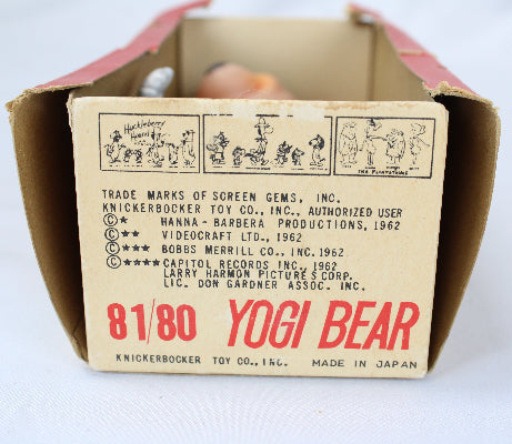 Yogi Bear toy in a cardboard box with branding and product details.