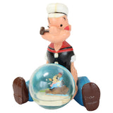 1950's Plastic Popeye Snow Globe Featuring Olive Oyl, Wimpy & Swee Pea