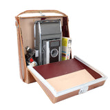Early 1960's Polaroid Land Camera Model J66, Flash, Bulbs & Original Rawhide Case