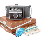 Early 1960's Polaroid Land Camera Model J66, Flash, Bulbs & Original Rawhide Case