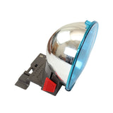 Metallic dome light with blue rim on a white background