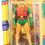 Superhero action figure in packaging with colorful background