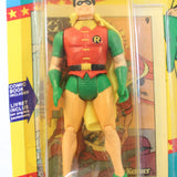 Superhero action figure in packaging with colorful background