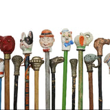 12 - Antique Carnival Canes with Figurine & Decorative Heads