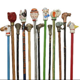 12 - Antique Carnival Canes with Figurine & Decorative Heads