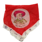 Red bandana with a portrait of Buffalo Bill on a white background