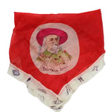 Red bandana with a portrait of Buffalo Bill on a white background