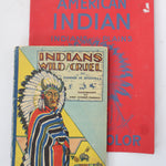 Two books on a white background, one with an Indian chief illustration and the other red with text.