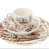 Crockery set with a cup and saucer on a white background