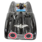 Model of a Batmobile with a bat emblem on a white background