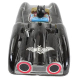 Model of a Batmobile with a bat emblem on a white background
