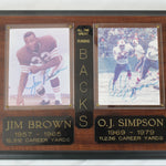 Plaque with autographed photos of Jim Brown and O.J. Simpson on a white background