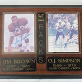 Plaque with autographed photos of Jim Brown and O.J. Simpson on a white background