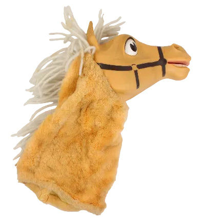 Plush horse toy on a white background
