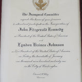 Invitation to the inauguration of John F. Kennedy and Lyndon Baines Johnson, framed document.