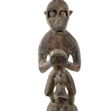 Primitive Hand Carved Single Wood Log Sculpture - Monkey on Monkeys