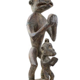 Primitive Hand Carved Single Wood Log Sculpture - Monkey on Monkeys