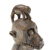 Primitive Hand Carved Single Wood Log Sculpture - Monkey on Monkeys