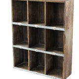 Antique Wood Motel Message/Mail/Key Drop Box with Metal Room Numbers