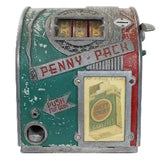 Vintage penny arcade machine on a white background