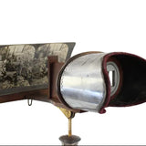 Vintage stereoscope with a glass plate on a white background