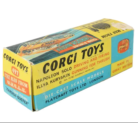 Corgi Toys packaging with colorful design on a white background