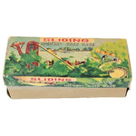 Toy box with colorful graphics and text on a white background