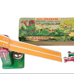 Toy sliding highway road race set with packaging on a white background