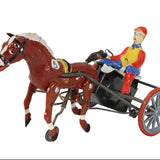 Early 1950's German Arabian Wind-Up Trotter Horse Cart with Rider & Box