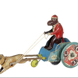 Rare Tin-Letho(DRGM) Wind-Up "Jolly-Pals" Monkey on a Cart Pulled by a Pug