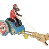 Rare Tin-Letho(DRGM) Wind-Up "Jolly-Pals" Monkey on a Cart Pulled by a Pug